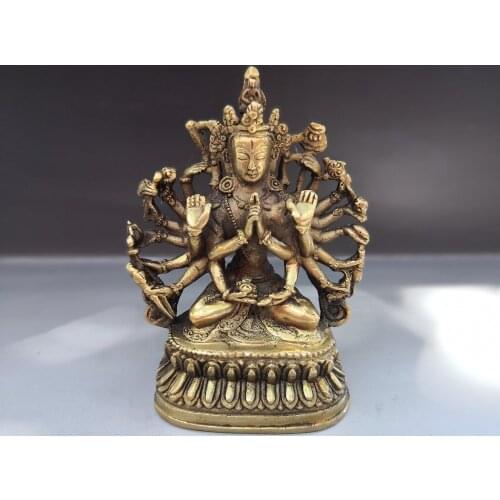 Ancient Tibet, copper Buddha, thousand hand Guanyin statues, Buddhist decorations