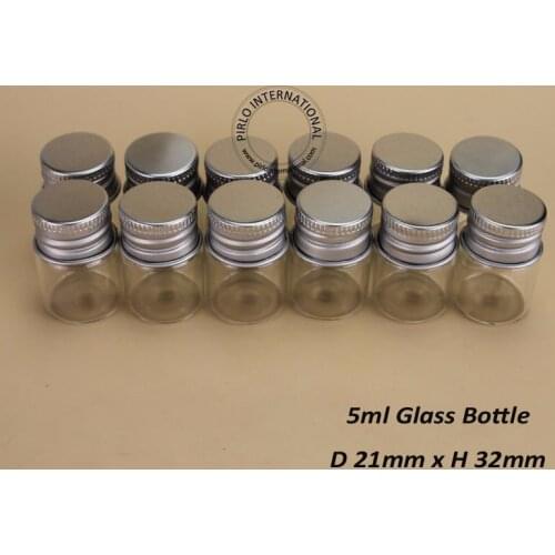 48pcs/lot 5ml Glass Cosmetic Jar 5g Empty Containers Sample Bottle With Aluminium Cap Small 1/6 OZ Refillable Portable Travel