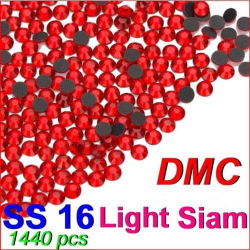 SS16 3.8-4.0mm,1440pcs/Bag Lt.Siam DMC Hot Fix Flat Back Rhinestones,DIY Lt.red iron-on garment Hot Fix crystal stones gems