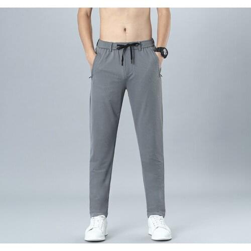 Thin Summer Joggers Men Mesh Ice Silk Stretch Streetwear Sport Casual Pants Drawstring Joggers for Men Black 2021 New,1018