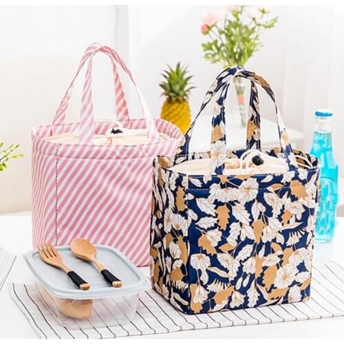 Waterproof Oxford Tote Thermal Bag Floral Pattern Beach Lunch Bag Box Food Picnic Bolsa Termica Women kid Men String Cooler Bag