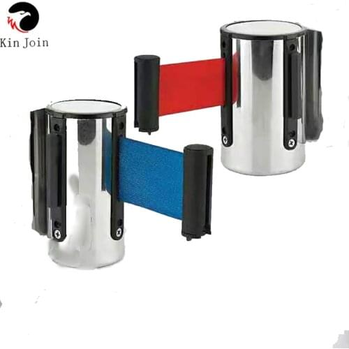 KinJoin Wall Mount Retractable Belt Stanchion Queue Barrier Post Ribbon With 2M /3M /5M Length Optional