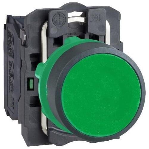 XB5AA31 XB5AA31C = ZB5AZ101C + ZB5AA3C Push button, plastic, flush, green, Ø22, spring return, unmarked, 1 NO