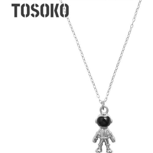 TOSOKO Stainless Steel Jewelry Astronaut Robot Sweater Chain Couple Necklace Hip-Hop Accessories BSP763