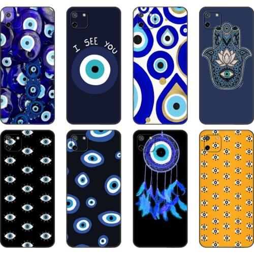 Black tpu Case For OPPO Realme C11 C20 C21 Case Back Cover Bumper Evil eye