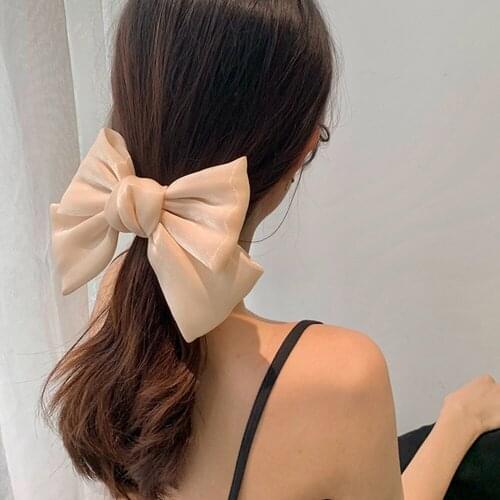 TwinkLei Big Bow Hairpins for Girls French Barrettes Shiny Bowknot Hair Clips Women Knot Tie Ponytail Holder Hair Accessories