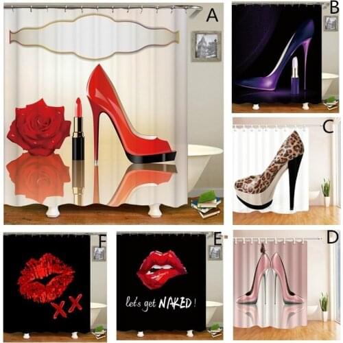 High Heels Lips Bathroom Shower Curtains Set Bath Toilet Curtain Waterproof Shower Curtain Bathroom Decor