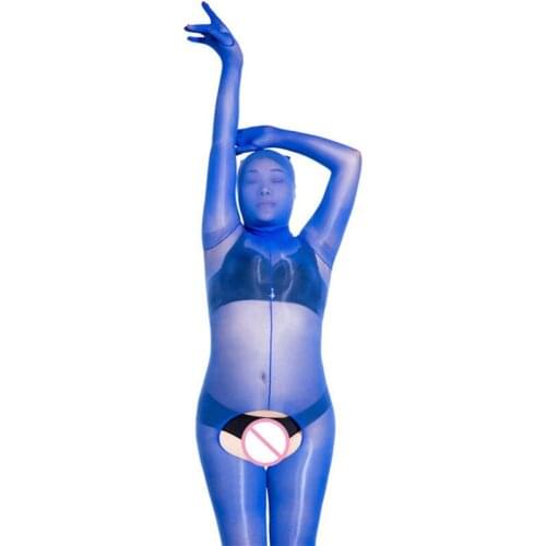 Women 8D 912 Needle Shiny Transparent Pantyhose Thin Breathable Catsuit All Baotou Five Finger Sock Open Crotch Bodystockings