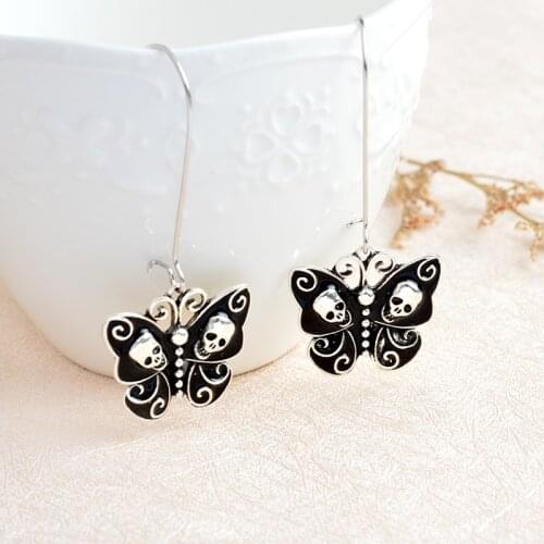 Punk butterfly drop Earrings for Women Skull black insect dangle hanging Earring 2019 Fashion personality Earring modern Jewelry