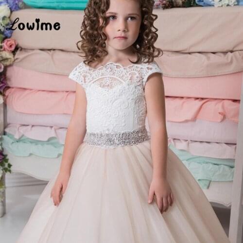 Mint Green Lace Applique Flower Girl Dresses Vestido Daminha 2018 Kids Evening Pageant Gowns First Communion Dresses For Girls