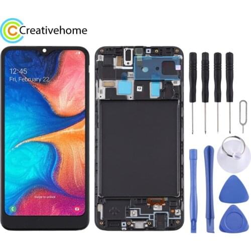 TFT Material LCD Screen and Digitizer Full Assembly With Frame for Samsung Galaxy A20 / SM-A205F(EU Version)(Black)
