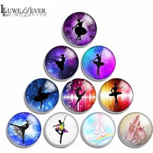 12mm 10mm 18mm 20mm 25mm 30mm 509 Love Ballet Mix Round Glass Cabochon Jewelry Finding 18mm Snap Button Charm Bracelet