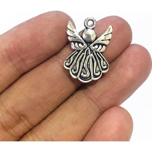 10pcs Charms Angel Christmas Fairy 21x15mm Antique Silver Color Plated Pendants Making DIY Handmade Jewelry Handmade Craft