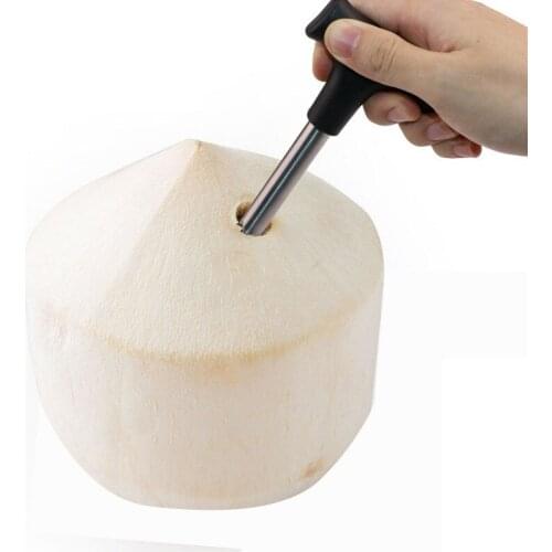100pcs Kitchen Accessories Hot New Useful Durable Stainless Steel Coconut Opener Opening Driller Cut Knife Hole +Cleaning Stick