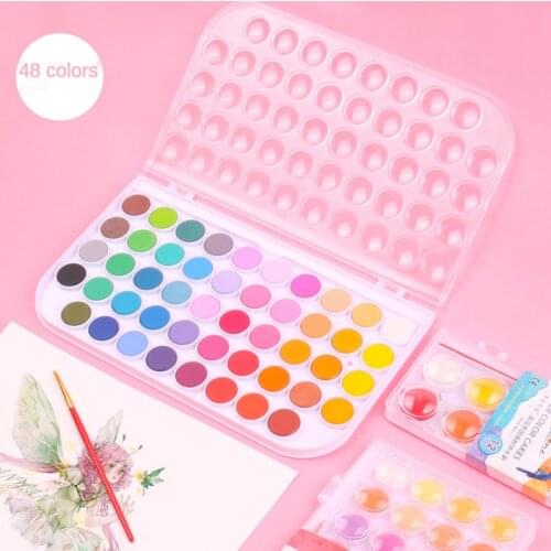12/16/24/28/36/48 colors solid watercolor gouache pigment beginner powder art solid watercolor With brush set Art supplies