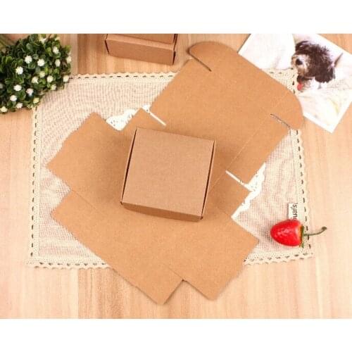 4*4*2cm Small Brown Kraft Paper Box Handmade Soap Business Card Gift Party Wedding Cosmetic Packaging Pack Boxes