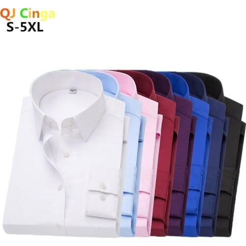 8 Colors) Single Breasted Square Collar Long Sleeved Shirt Men Office / Wedding Formal Shirt Fashion Slim Mens Dress Shirts 5XL
