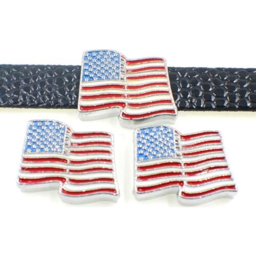 8mm Hole Enamel Country Slide Charms Beads DIY Acessories Handmade Jewelry For 8mm Bracelets Key Chains Pet Collar