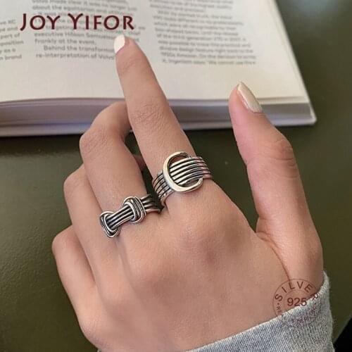 925 Sterling Silver Rings For Women Couples New Fashion Vintage Punk Irregular Cross Geometric Party Jewelry Gifts