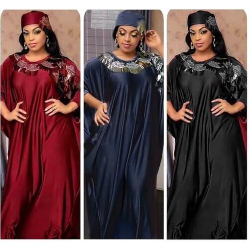 African Dresses For Women Dashiki Sequin Party Dress Elegant Muslim Fashion Evening Gowns Plus Size Boubou Robe Africain Femme