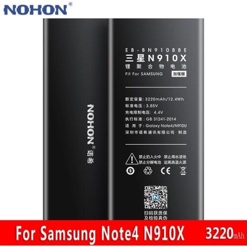 NOHON EB-BN910BBE Battery For Samsung Galaxy Note 4 Note4 N910A N910C N910F N910G N910H N910P N910T N910U N910V N910X 3220mAh