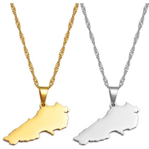 Anniyo Liban Map Pendants Necklaces Silver Color/Gold Color Jewelry Lebanon Map Chain Necklaces #201621