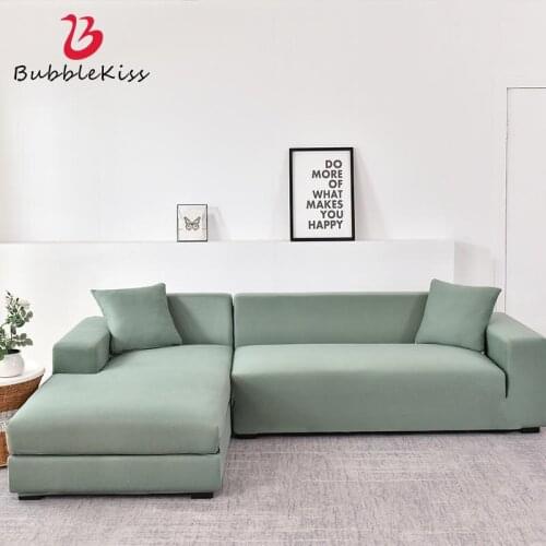 Bubble Kiss Velvet Plush L Shaped Sofa Cover for Living Room Elastic Couch Slipcover Chaise Longue Corner Sofa Cover Stretch