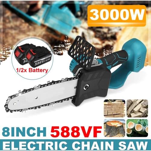 3000W 8inch Electric Chainsaw Bracket Cordless Chain Saw Wood Cutter Cutting Machine Woodworking Tools for 588VF Makita Battery