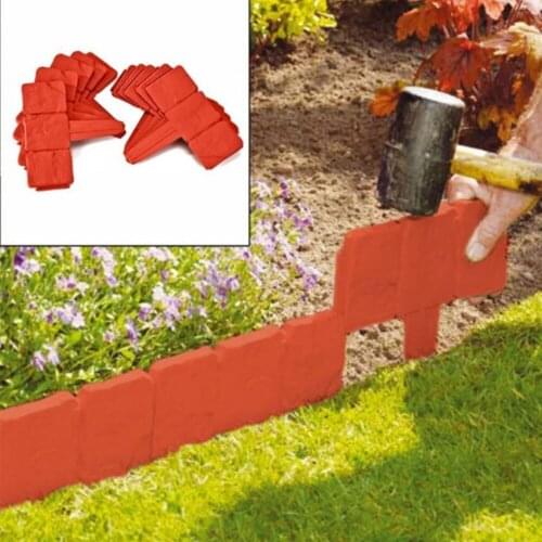 10Pcs Garden Fence Edging Cobbled Insert Ground Plastic Fences Lawn Edging Plant Border Decorations Flower Bed Border