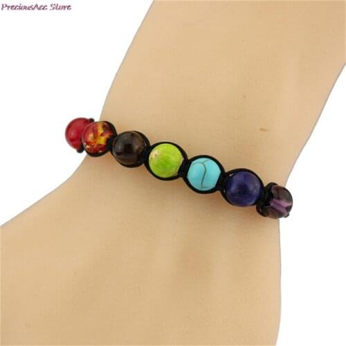 1 Bracelet Brand Yoga Women Men Gifts Stone Bracelets Chakras Healing Balance Beads Bracelets 8mm Natural Stone & Rope