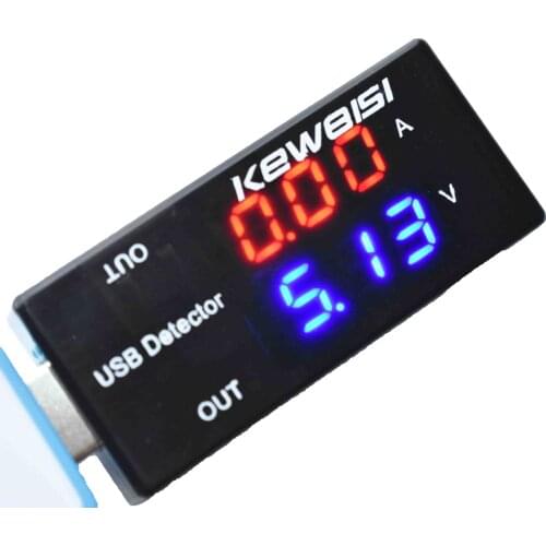 Dual USB Voltage Current Charging Detector Tester Mobile Power Digital display Voltmeter Ammeter USB Charger Tester Red Blue