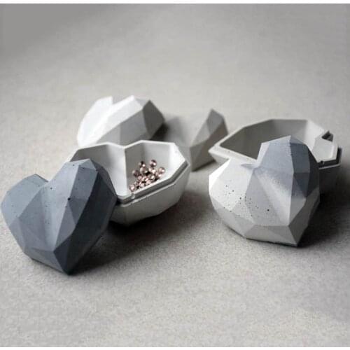 Heart Design Box Mold Jewelry box mold plaster Concrete silicone mold Cement Container Molds