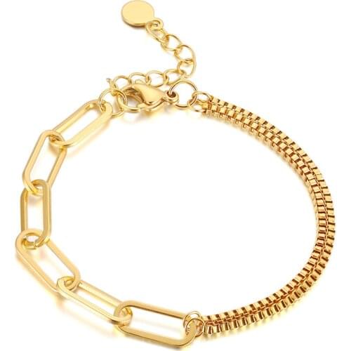 Dainty Paper Clip Chain Link Bracelet Layered Bracelets for Women Teen Girls Adjustable