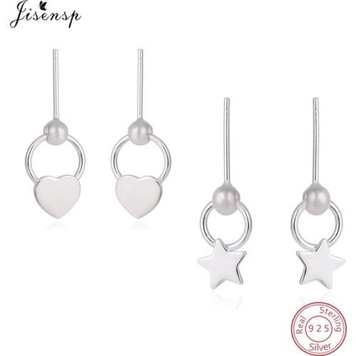 Jisensp Cute 925 Sterling Silver Star Earrings Hollow out Love Heart Stud Earrings for Women Girl Kids Birthday Piercing Jewelry