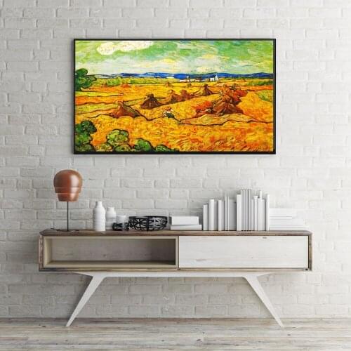Vincent Van Gogh Wall Art Canvas Printed Harvest Autumn Landscape Painting for Living Room Wall Decor Grassland Artwork Custom
