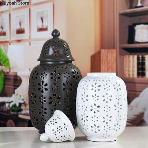 Creative Ceramic Vase Dried Flowers Flower Arrangement Storage Jar Home General Jar Crafts Living Room Decoration Accessories