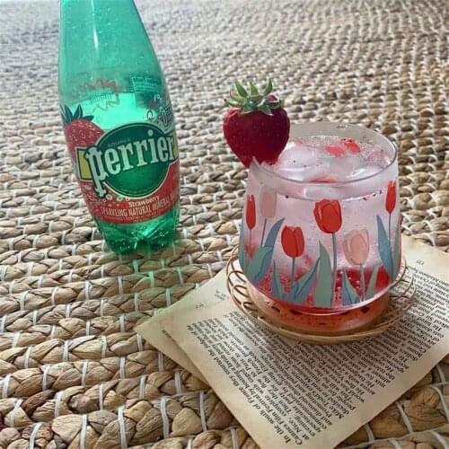 Creative Cute Flower Glass Mugs with Coaster Milk Tea Glass Cup Coffee Mug Glass Water Bottle Cute