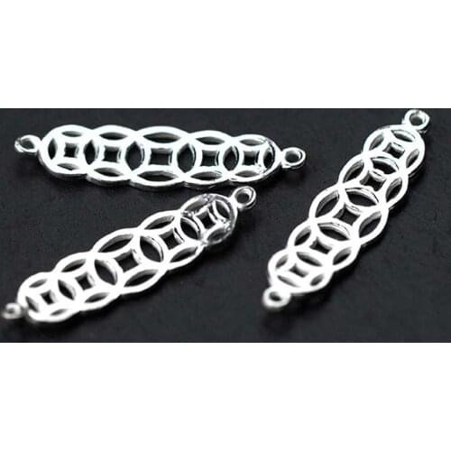 925 Sterling Silver Round Ancient Coins Connectors Charms 37x10mm Silver Decoration Necklace Bracelets DIY Jewelry Making Gift