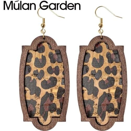 M&G Leopard Leather Earrings for Women Color Geometric Wood Earrings Fashion Jewelry Accessories Hot Sale Girl Gift Wholesale