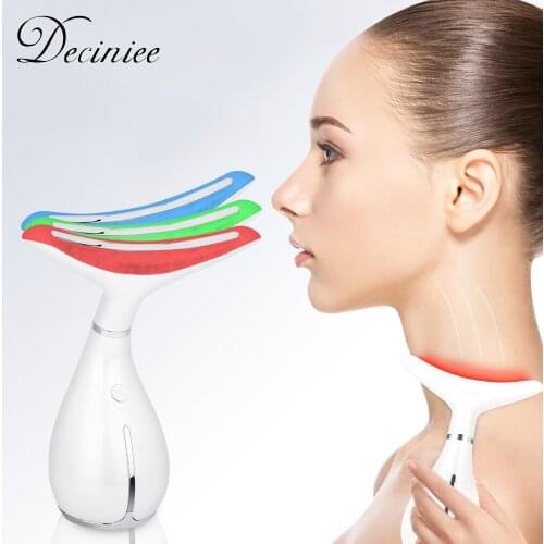 Neck Massager Anti Wrinkles Heat High Frequency Vibration Anti Aging Facial Device for Skin Tightening Lifting 3 Modes Skin Care