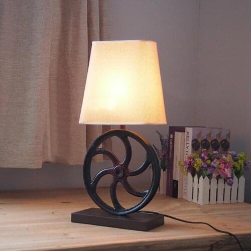 SGROW American Retro Desk Light Cloth Bedside Reading Lampara For Bedroom Living Room with E27 Bulb Table Lamp Lighting Fixtures