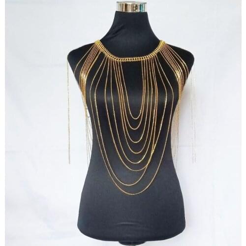 New arrivals women fashion body chains shoulder jewelry Silver plated shoulder chains jewelry