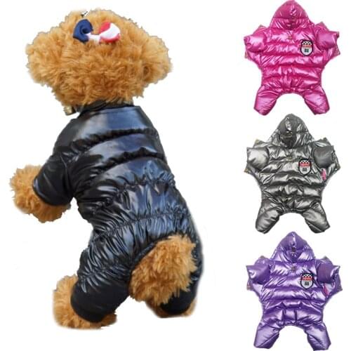 Solid Color Winter Dog Clothes Soft Fleece Lining Warm Dog Jumpsuit Puppy Coat Chihuahua Clothing Pet Dog Winter Coat Size 8-18