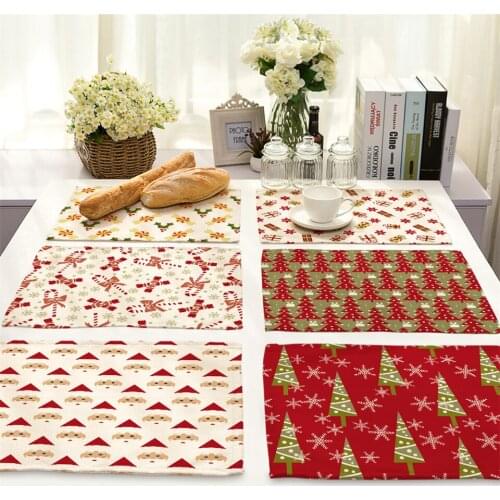 Nordic Table Placemats Christmas Coasters Insulated Placemat For Dining Table Linen Mat Non Slip Pad Kitchen Tool For Home Decor