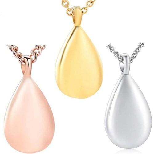 Stainless Steel Cremation Jewelry Keepsake Urn Necklace for Ashes Teardrop Locket Pendant Memorial Jewelry for Ashes for Dad Mom