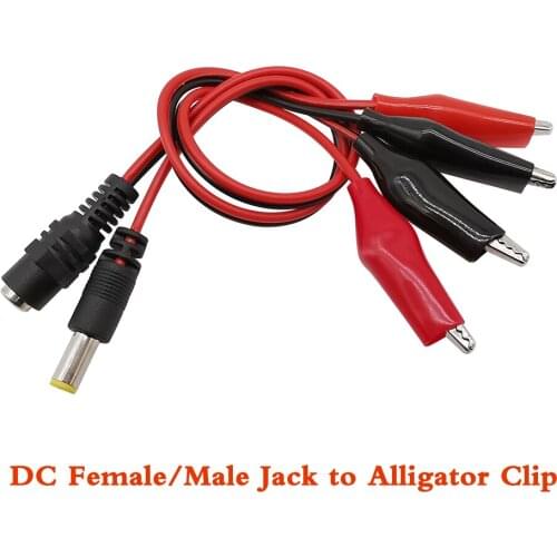 1/2/5Pairs 5.5 x 2.1MM dual head Alligator Clip DC male jack female Power test cord Cable Wire line Connector To Male electrical
