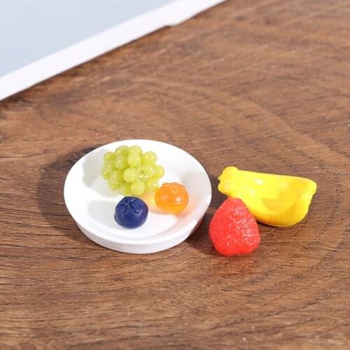 1 Set Resin Dollhouse Miniature fruit grape strawberry fruit tray Food For 1:12 Dollhouse