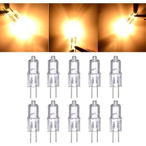 10pcs G4 12V Halogen Light Bulbs Capsule Warm White LED Lamps 10W/20W 2 Pins Easy To Install Halogen Bulbs