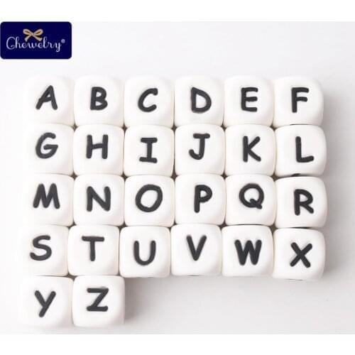 10pc English Alphabet Silicone Letters Beads Silicone Beads Baby Teether Beads Chewing Pacifier Chain Name For Kid Goods 12mm