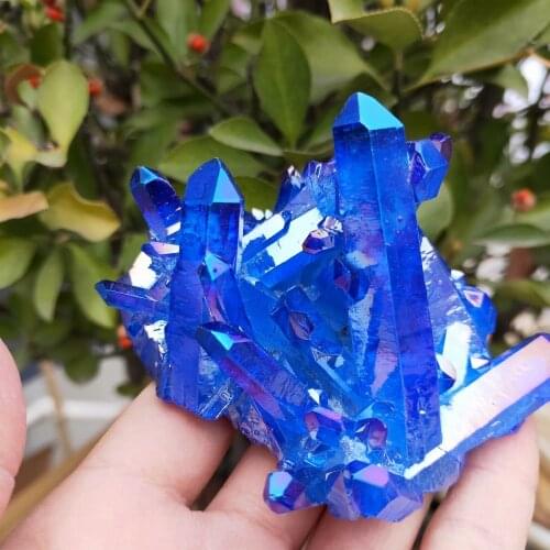 180g quartz natural blue aura angel crystal cluster Gemstone vug Specimen reki Healing